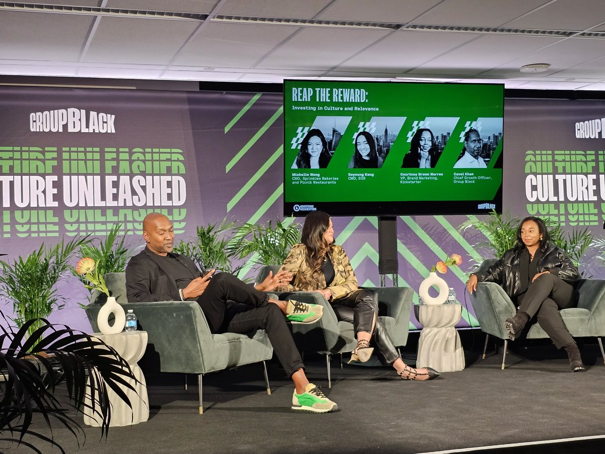 raare's tweet photo. Fab discussion about brand perspectives/case studies diverse marketing w/Michelle Wong of Sprinkles, SoYoung Kang of EOS, Courtney Brown Warren of Kickstarter, moderated by Cavel Khan of Group Black. Not just good business but GREAT business!

#adweeknewyork23
#diversitymarketing https://t.co/zEWuIjFUDc