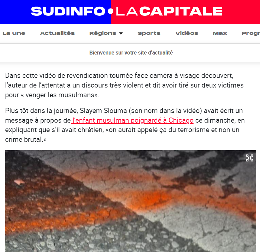 Det verkar som om Slayem Slouma, mannen som sköt ihjäl två svenskar i Bryssel, såg sitt dåd som "svar" på dådet utanför Chicago då en muslimsk, palestinskättad pojke höggs ihjäl av familjens hyresvärd. Sådant här vansinne går runt, runt, ooch det finns inga landsgränser för det.