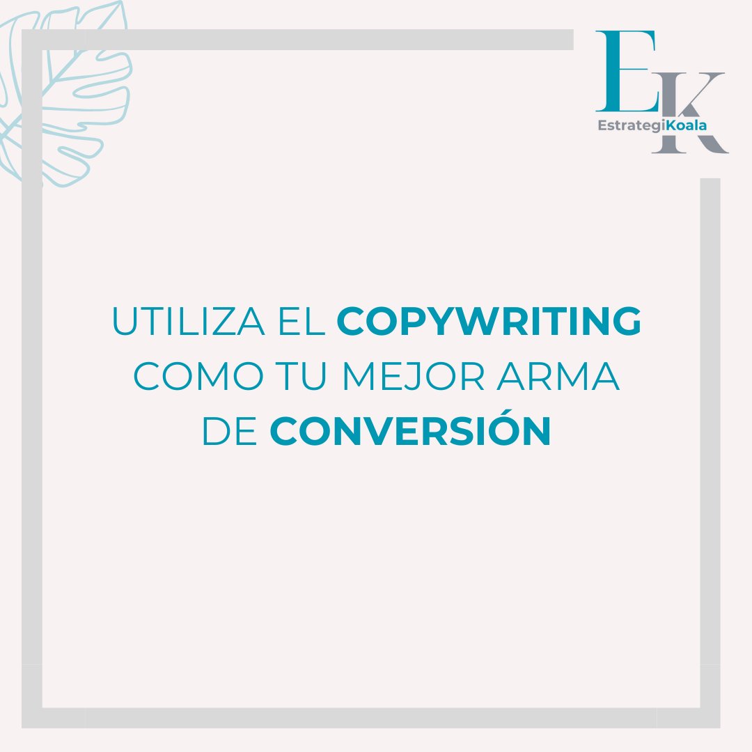 EstrategiKoala's tweet photo. El #copywriting puede ser LA MEJOR estrategia que tu negocio puede aplicar para vender y conseguir una mayor conexión con tus clientes potenciales👌

Puedes utilizarlo en:

✅ Tu web
✅ Tu newsletter
✅ Redes Sociales
✅ Campañas de anuncios
✅ Tu canal de YouTube
✅ Tu blog https://t.co/NyuLBO7a1u