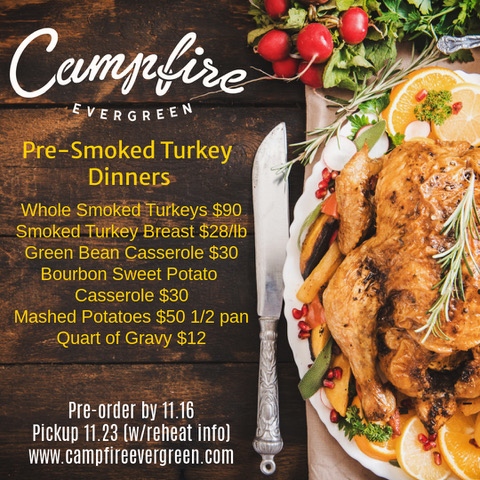 Get Your Thanksgiving Orders in NOW!
.
.
.
.
.
.
#CampfireEvergreen #ThanksgivingFeast #ThanksgivingCatering #ThanksgivingTurkey #ThanksgivingReceipes #ThanksgivingSides #ThanksgivingFamilyTime #NoNeedToCook #StressFreeHoliday #NoDishes #HostessWithTheMostest #YouCanSayYouMadeIt