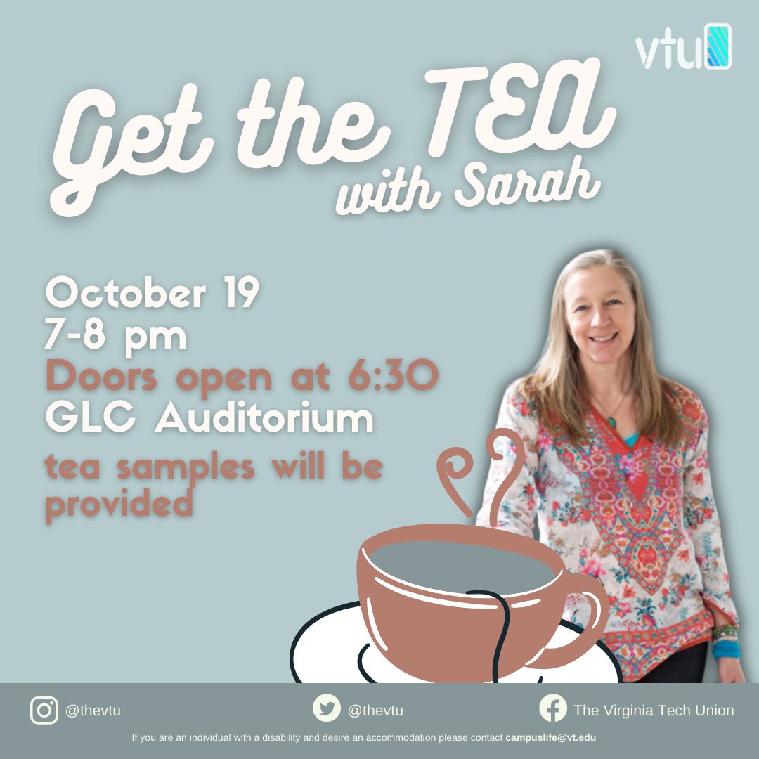 thevtu's tweet photo. Join us on Thursday, Oct. 19th at 7pm in the GLC Auditorium for a enlightening evening with Sarah, a local herbalist from Blue Sky Botanicals. Discover the diverse benefits of herbs, focusing on sleep, anxiety, gut health and more, with samples to take home. Don't miss it! https://t.co/91DiZ3lM9k