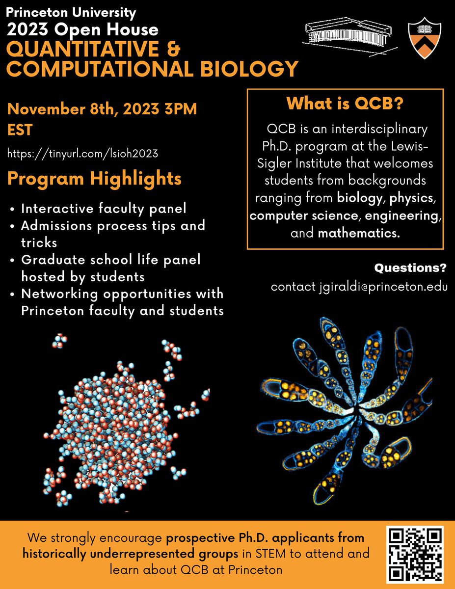 jiayi_m_zhang's tweet photo. Please RT/share:)
My program (Princeton Quantitative &amp; Computational Biology/QCB) is hosting an open house on Nov 8th @ 3pm EST! It’s a great opportunity to learn more about the program and interact with faculty and current students!
#gradapplication https://t.co/xR0jaLULWo