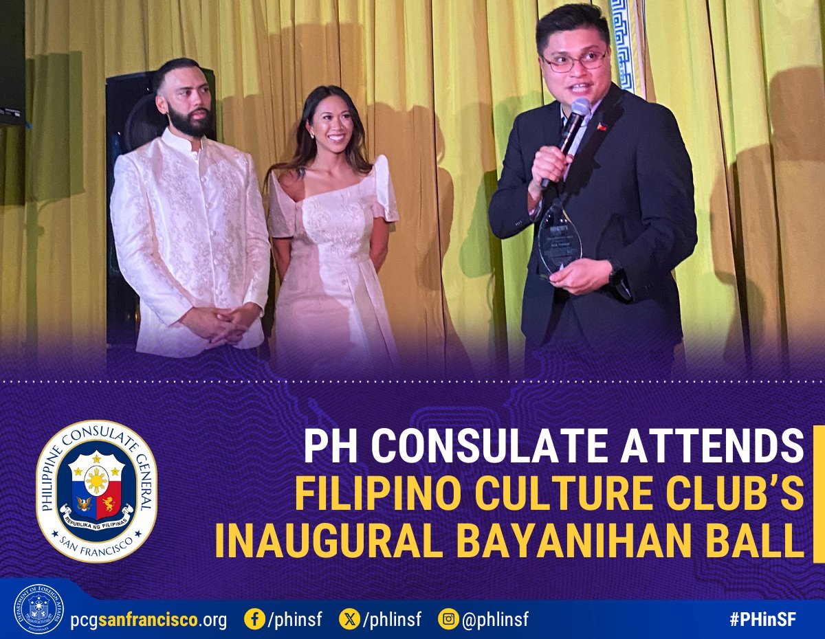 PHLinSF's tweet photo. The Consulate lauded Filipino Culture Club’s Anthony Schandler and Shaina Manlangit for their efforts in connecting second and third generations of #FilipinoAmericans with their homeland through initiatives such as a curated tour of the Philippines for young #FilAms in 2024.

READ: https://t.co/13LZVi8CDw

#PHinSF