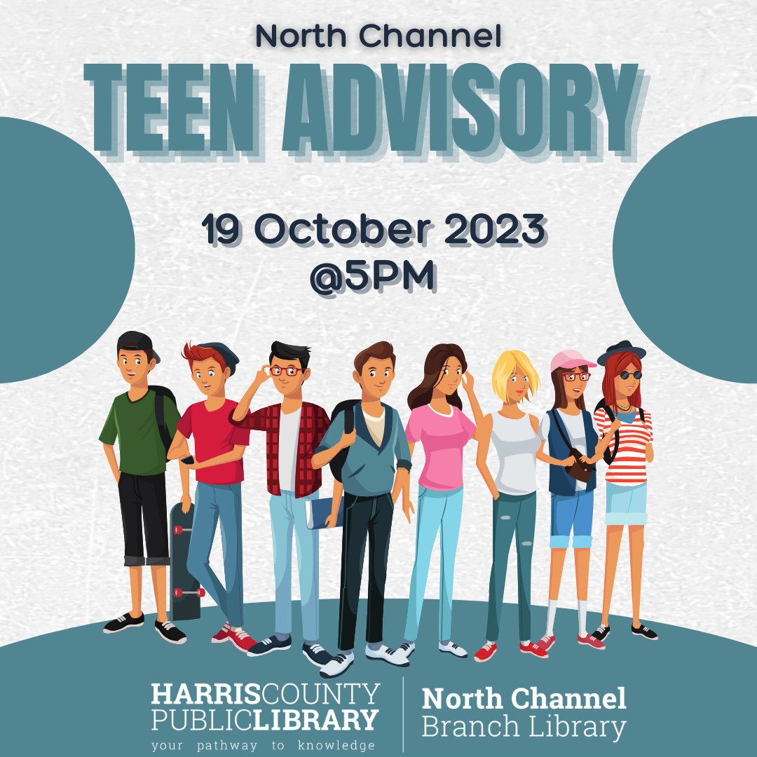 NorthChannelLib's tweet photo. Teens, want to get involved with serving your community? Or just need some volunteer hours?

Join our Teen Advisory Group (TAG)! Ages 12-17 welcome. To sign up call us at 832-927-5550 or feel free to just show up! We will be meeting in North Channel's Teen Space. See you there! https://t.co/95BzowaQeN