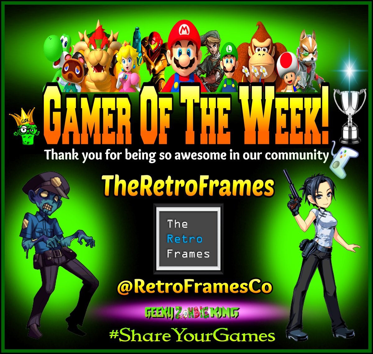 GeekyZombieKing's tweet photo. #GamerOfTheWeek goes out to @RetroFramesCo Congrats!
Display your favorite games and movie media in style with our range of framed products. Custom made-to-order frames available upon request!
Be sure to Check out the page & give a follow while you're there.
#ShareYourGames https://t.co/w8P557DLnJ