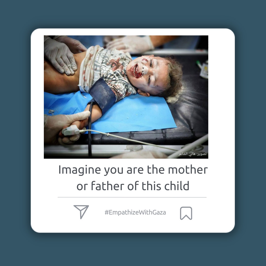 Bebeklerin, çocukların, kadınların, masum halkın yaşam hakkının elinden alındığı; elektriğinin, suyunun kesilerek ölüme terk edildiği bir zulümden bahsediyoruz.  

Bu yapılan savunma değil, soykırımdır! 

Tüm dünyaya sesleniyoruz; #EmpathizeWithGaza !