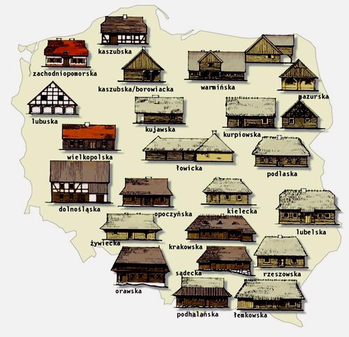 monyzielinski's tweet photo. Map of typical historical houses in Poland. 🇵🇱❤️ Which is your favorite? https://t.co/b1ADIL6duX