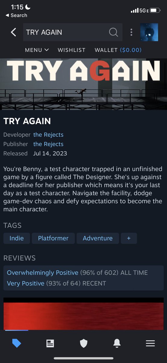 Thank you all 602 reviewers for the overwhelmingly positive reviews and all the players for supporting <a href="/TryAgainGame/">Try Again 🔁</a>  - means the world!❤️❤️