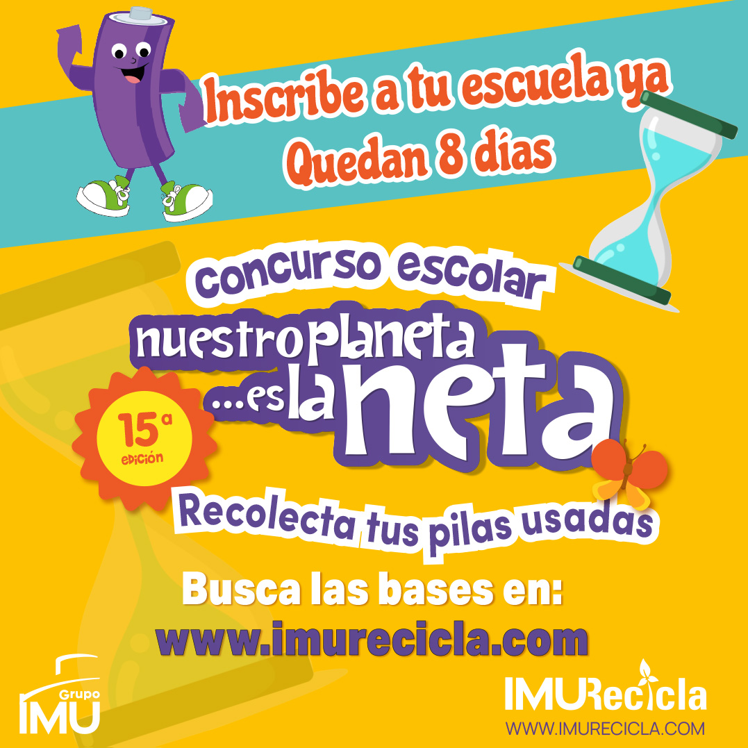 ¿Listos para inspirar a las próximas generaciones a cuidar nuestro planeta? ⏳ Solo quedan 8 días para inscribir a sus escuelas en la 15ª Edición del Concurso Escolar #NuestroPlanetaEsLaNeta. ¡Hagamos equipo para ser los guardianes del futuro! 🌿🔋