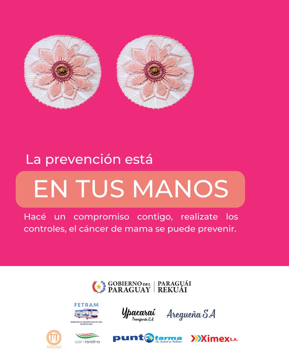 MagnoLinea12's tweet photo. Hacé un compromiso contigo misma 🎀🙌🏼✨, podés realizarte los controles para prevenir el cáncer de mama.
https://t.co/3K0ZeVNMb0
#OctubreRosa #MagnoLínea12 #SanIsidro44años #Aregueña #Ypacaraí #FETRAM #Ximex #PuntoFarma https://t.co/Zsws5aSfZn