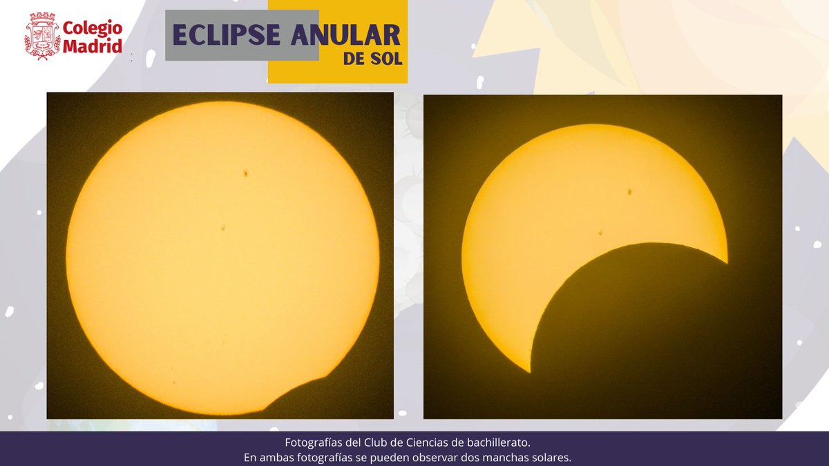 ColegioMadridMX's tweet photo. Fotografías obtenidas del eclipse el fin de semana, por el Club de Ciencias de nuestro bachillerato y de nuestra #ExAlumna Julieta (Gen. 23).
.
#Eclipse2023 #EclipseAnular2023
#MadridBien #ColegioMadridMX https://t.co/ufj1D30QWX