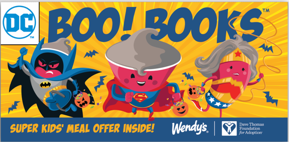 DTFA's tweet photo. It’s not all about tricks this Halloween 🎃! @Wendys support of the Foundation through the sale of Boo! Books helps to find forever families for the more than 113,000 children waiting to be adopted from #FosterCare. Thank you, Wendy’s! Learn more: https://t.co/hQJuDWTI6d https://t.co/3OnQfrFK7t