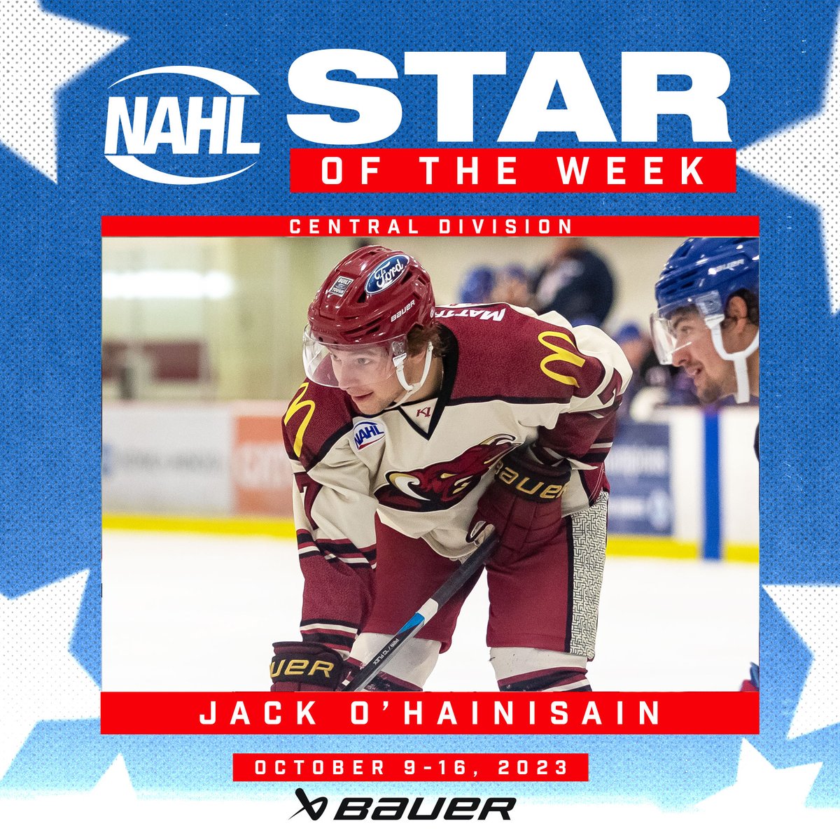 #NAHL <a href="/BauerHockey/">BAUER Hockey</a> Central Division Star of the Week for October 9-16: Jack O'Hainisain, Forward, <a href="/MinotauroHockey/">Minot Minotauros</a> nahl.com/news/story.cfm…