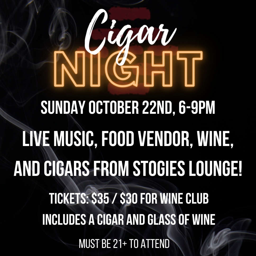 Join us as we bring back ‘Cigar Night’ this Sunday, October 22, 6-9 PM! This evening event will feature cigars from a Lodi favorite, @stogieslounge, bites from @todo_al_grill_chef_ and of course, Klinker Brick wine. 😗💨+🍷=🎉 #CigarNight #SundayFunday #LodiWine