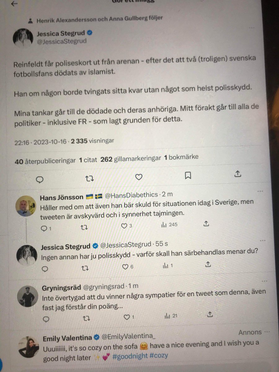 jrgen_ole's tweet photo. Tro inte du ska slippa undan med det här, fast du tagit bort tweeten, @JessicaStegrud. Det här är bland det vidrigaste jag sett någonsin från en riksdagsledamot. Din tweet är en skam. En skam för dig. Och en skam för det ämbete du bär. https://t.co/nZyvrMms1D