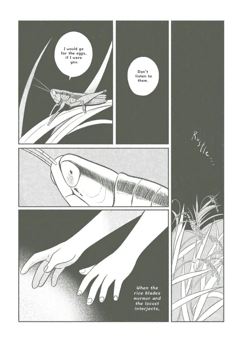 (read right to left) From Pearl Hunting, my folk-horror comic available until the end of the month! Link below