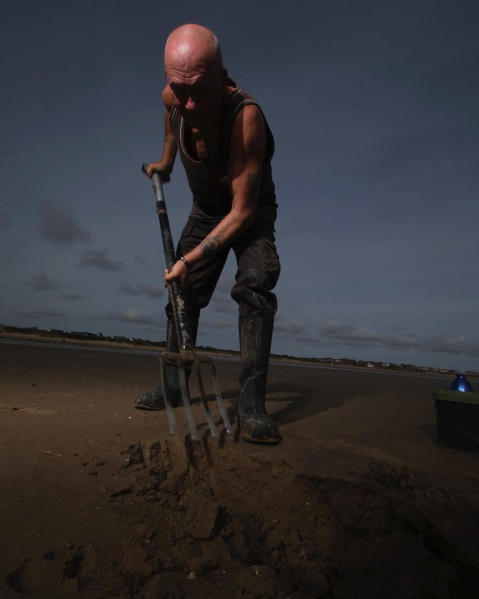 Bridlington Beach Today - Alec digging for bait..