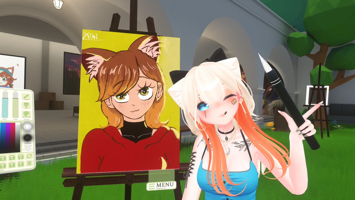 KawasakikiVr's tweet image. I made a fanart of @MixieVRC in her world called "Finishing Touch" ! Thank you for creating such crazy worlds for everyone on to use!🧡

#Vrchat #Vr #paining