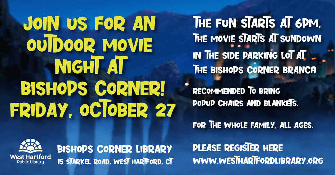 Join us for an outdoor movie night at Bishops Corner! Friday, October 27 at 6PM. For more information and to register, please click here: bit.ly/3QiG3Uv