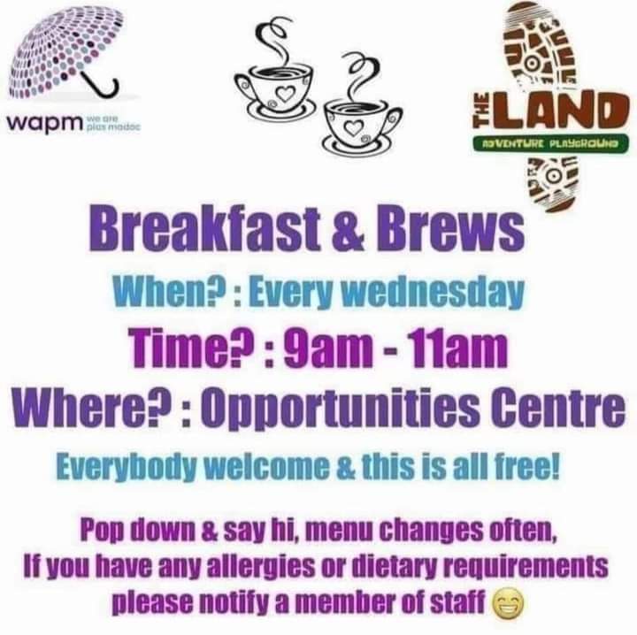 Why not come and relax and have breakfast made for you by our wonderful volunteers 👌 #community #breakfast #Plasmadoc
#Wrexham  <a href="/PlasMadocPlay/">The Land</a>