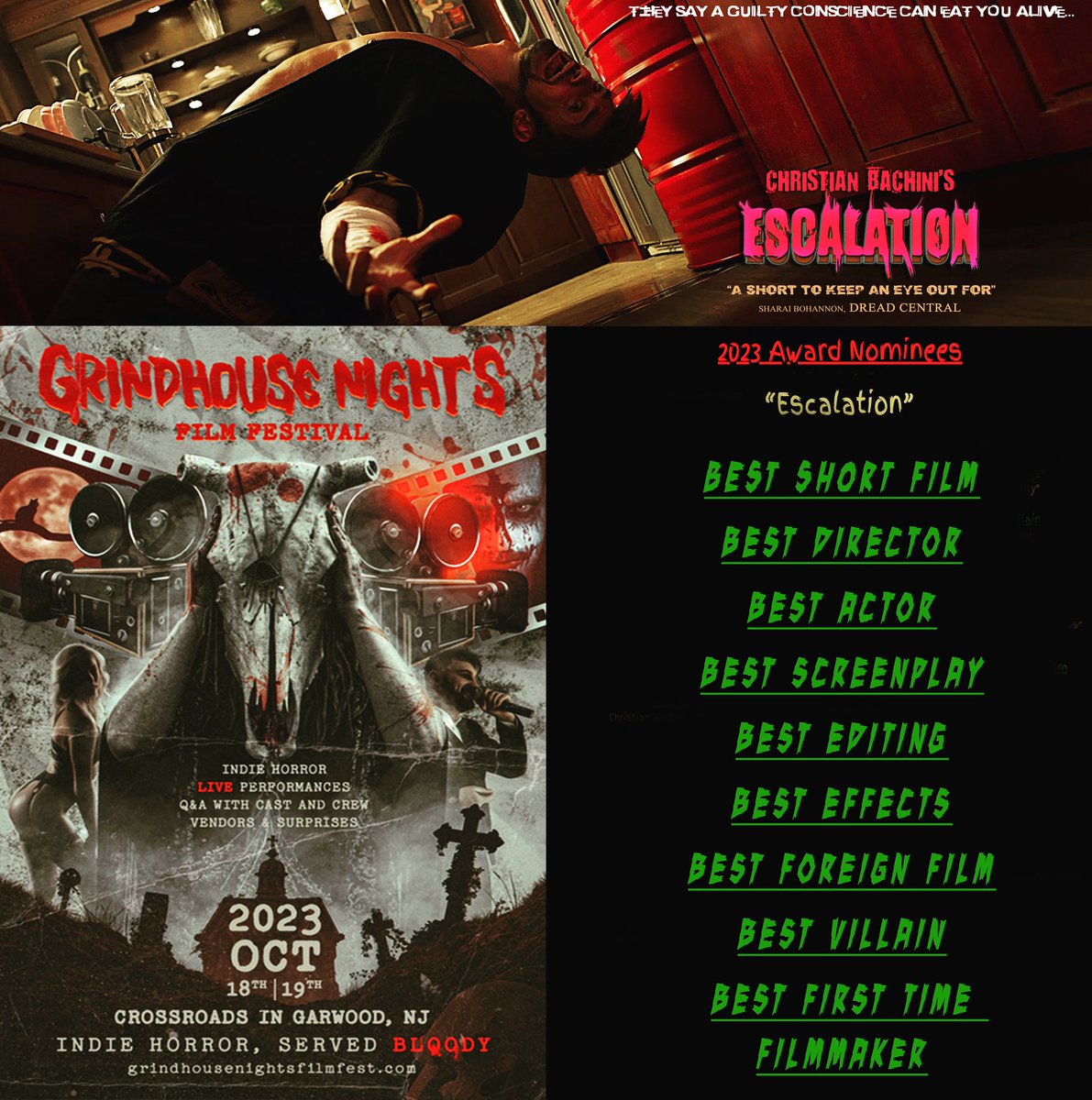 Thanks to <a href="/ToddStaruch/">The Horror Nerd</a> and #grindhousenights film festival for all the love!!