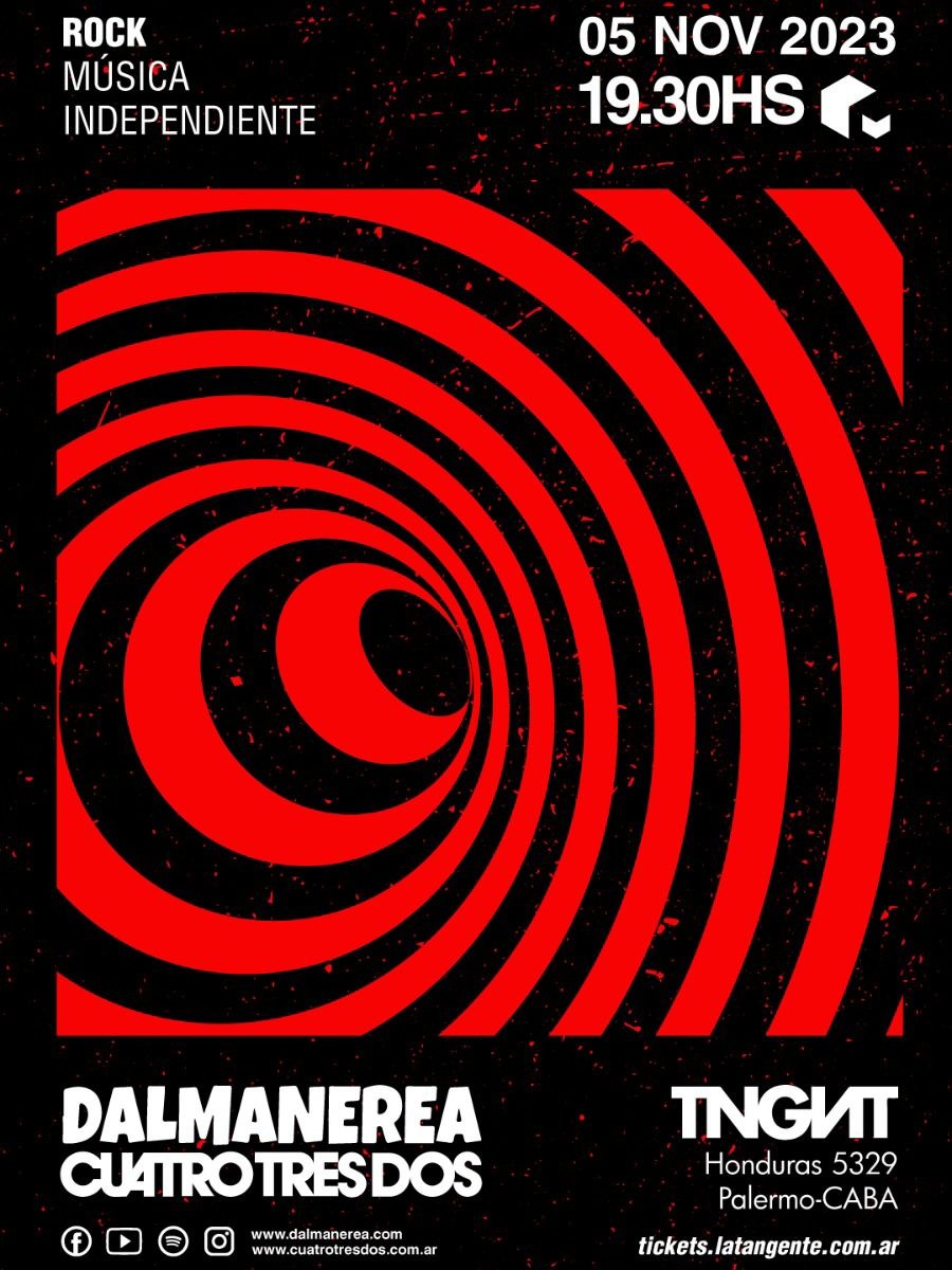 5/Nov en <a href="/LatangenT/">La Tangente</a> estrenamos en vivo Héroes y Palabra (los dos primeros singles de Color, nuestro próximo disco), junto a <a href="/CuatroTresDos_/">Cuatro Tres Dos</a> 
Te esperamos!!!!
Tikets:            tickets.latangente.com.ar/musica/dalmane…

#rock #conciertos #m3ZKlaargentina #nuevamusica