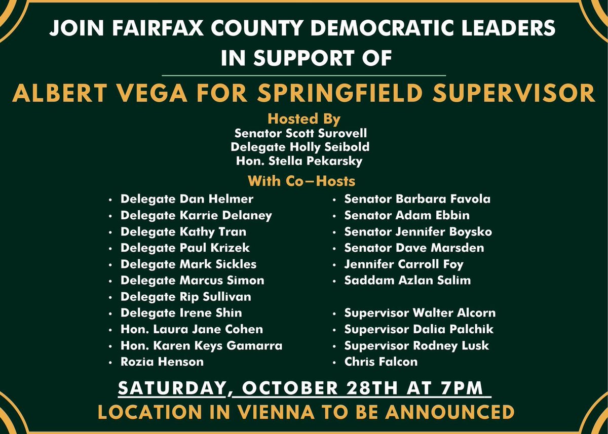 HollySeiboldVA's tweet photo. I’m thrilled to be hosting an event for @AV4Springfield w/the Dem Leaders of FFX. Please join us! @HelmerVA @KarrieKDelaney @KathyKLTran @KrizekForVA @marcussimon @MarkSicklesVA @RipSullivan6 @ireneshintweets @LauraJaneCohen @Henson4Virginia @Keys_Gamarra

https://t.co/bHSRM62yzA https://t.co/2KSqKpDlRg