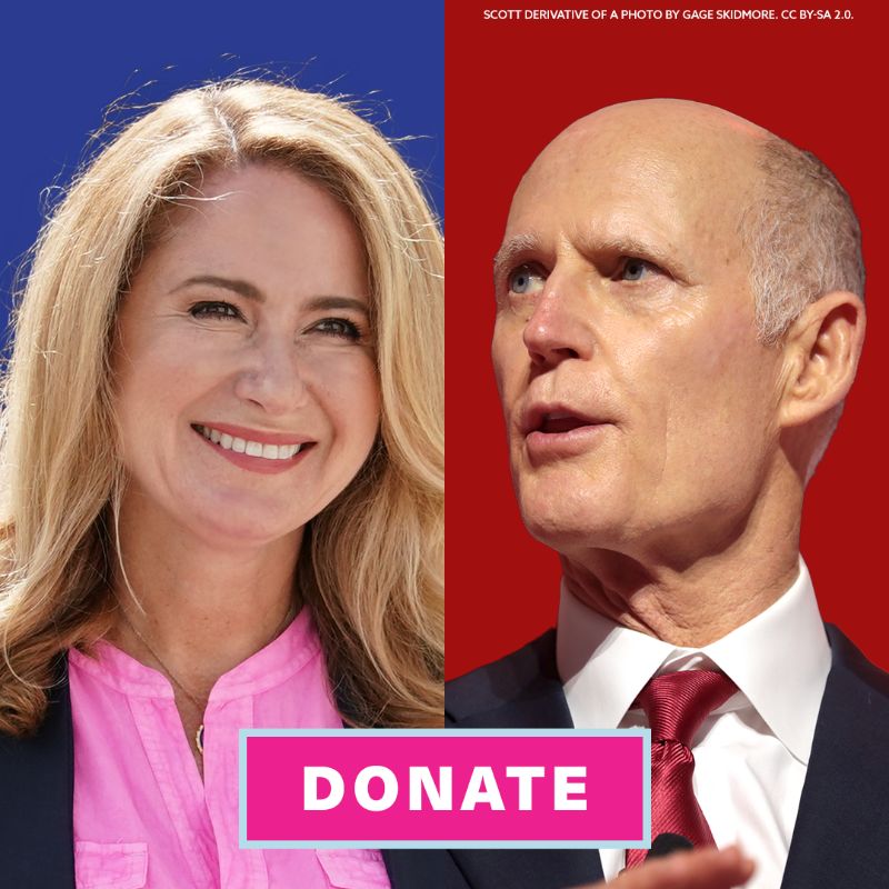 DebbieforFL's tweet photo. Did you know that Rick Scott (R-FL) only won his Senate seat by 10,033 votes?

And he had to spend $64 MILLION of his own wealth to do it. Now, I'm polling 1 point ahead of him in the polls. Please, will you donate now to help me maintain this narrow lead?