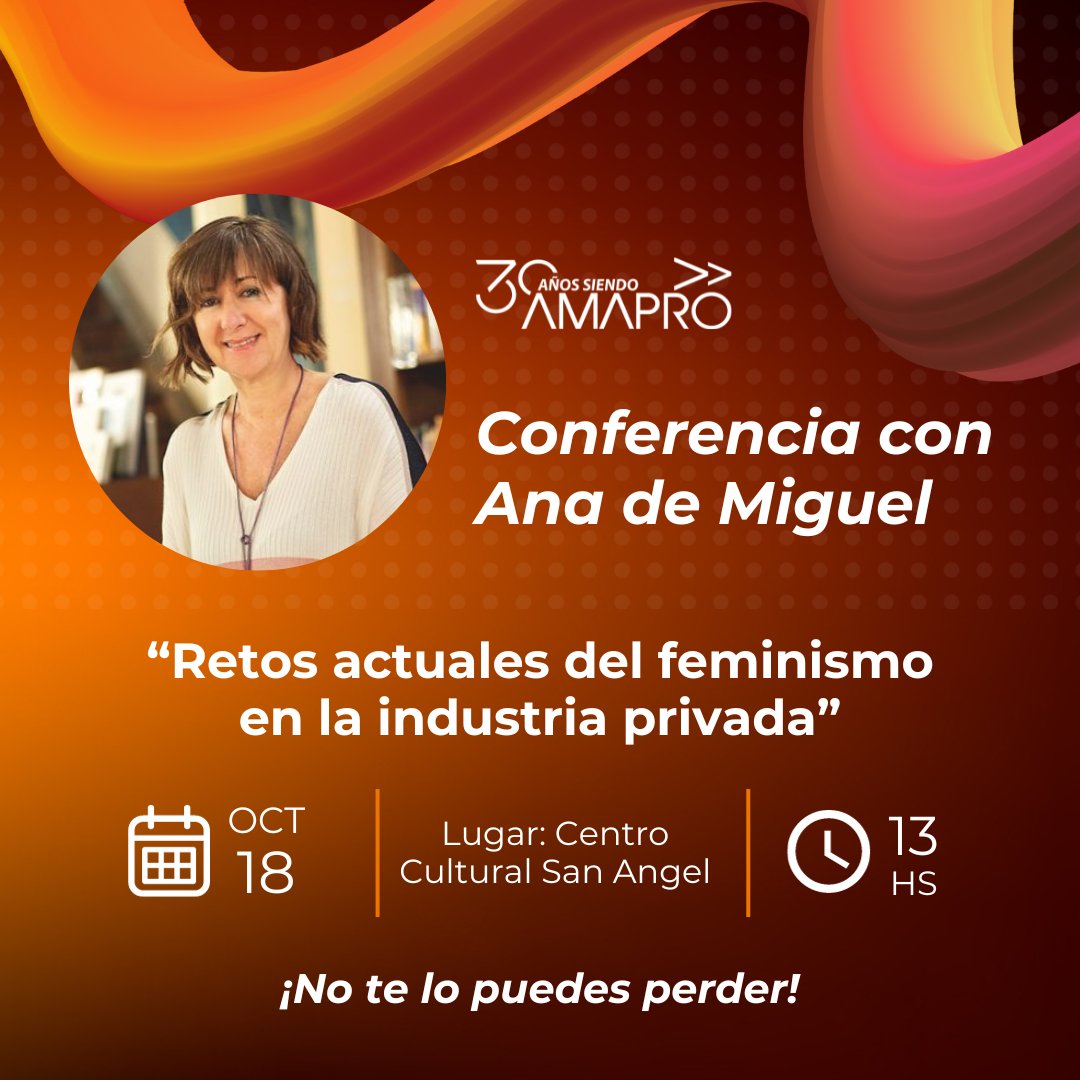 Hablemos sobre el feminismo y sus retos dentro de, la política y la industria privada.

Qué logros y nuevas metas se vienen para el movimiento con Ana de Miguel

Inscríbete aquí: forms.gle/YAF4hnQco8LThh…