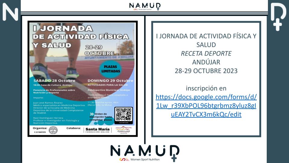 NAMUD apoya y anima a asistir al I Congreso Internacional de Mujeres en las CC del Deporte que abordará las aportaciones de las mujeres al ámbito de conocimiento, la salud y el entrenamiento en las etapas etarias, violencias sexuales en la EF y el deporte y las nuevas profesiones