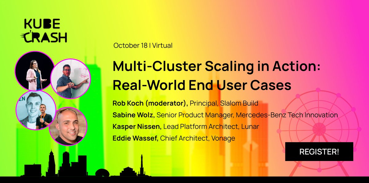 Don’t miss this KubeCrash panel discussion: Multi-Cluster Scaling in Action, Real-World End User Cases with @wolz_sabine, @phennex, and @EddieWassefVng, moderated by @robcube. Register today! kubecrash.io