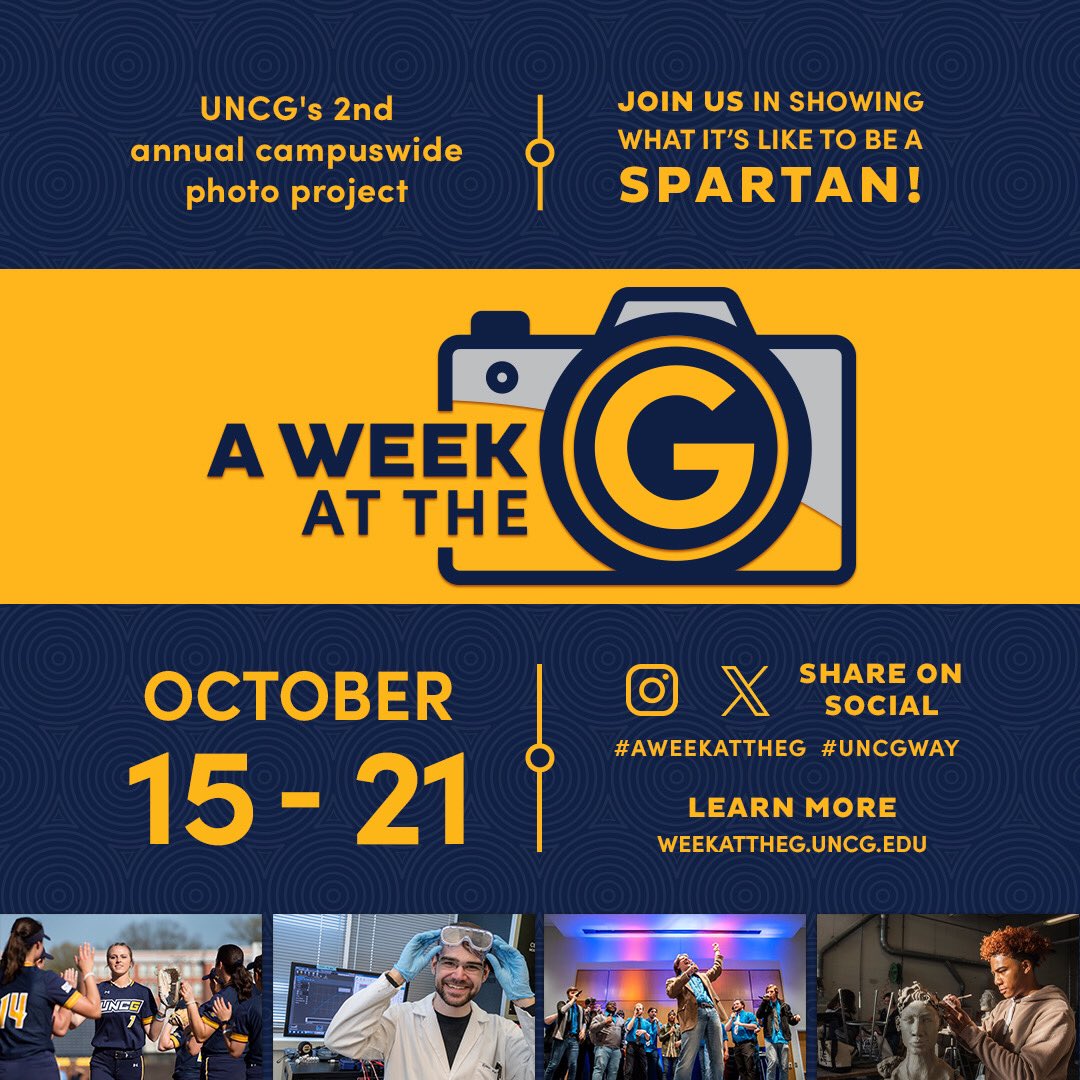After four years, #AWeekattheG returns to <a href="/UNCG/">UNCG</a>. What a privilege it is to work on such a cool project documenting the Spartan college experience through a day-in-the-life photo journal. Check out it out! 

📸: weekattheg.uncg.edu