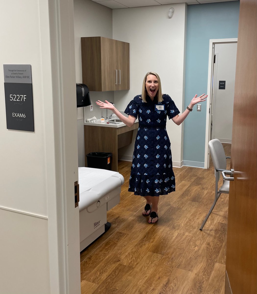 UNCDeptMedicine's tweet photo. Ellen Wilkes was honored by a patient she cared for when she started 13 years ago and now has a room in Roper Hall named after her! The plaque reads, "Through the generosity of a grateful patient in honor of Ellen Parker Wilkes, ANP-BC." https://t.co/rRX4Rt3lBD