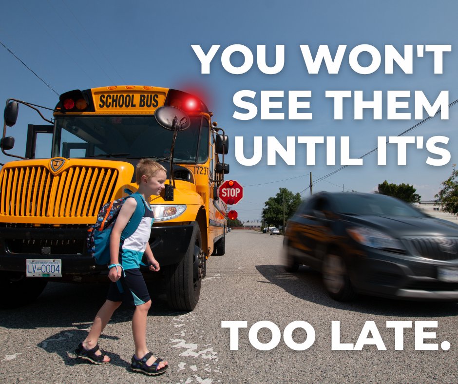 When "We Stop, You Stop!" Motorists traveling in both directions must stop when the school bus shows flashing red lights and stop signs. Please don't risk kids lives to save a few seconds. #NationalBusSafetyWeek <a href="/KelownaRCMP/">Kelowna RCMP</a> ow.ly/apqV50PXojc
