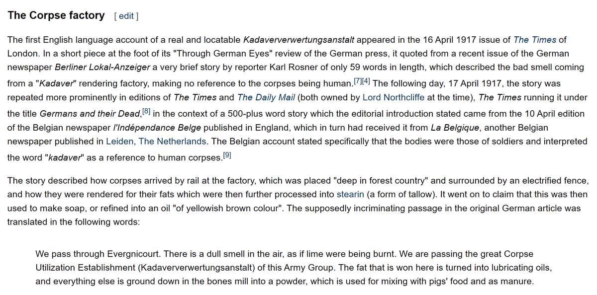 Bill_Owen's tweet photo. Why are you still believing #warpropaganda? 
#Kadaververwertungsanstalt 
#corpsefactory
If this was 1917 Ben Shapiro would never shut up about the #Hun using German corpses to make glycerin. Million would believe him.
He would not have signed up them either. 
See the problem? https://t.co/rfzUwnm4RL