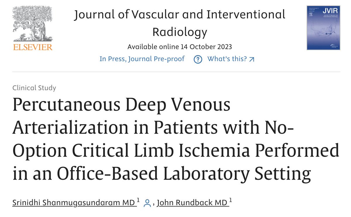 iRadPulse's tweet photo. 1/7 📢 HOT from @JVIRmedia! Exploring the potential of percutaneous deep venous arterialization (pDVA) for patients with no-option critical limb ischemia in an office-based lab (OBL) setting.
Curious about the outcomes? Dive in! 🔍
#pDVA #LimbIschemia #Vascular @SIRspecialists https://t.co/9WjaVvJfEx