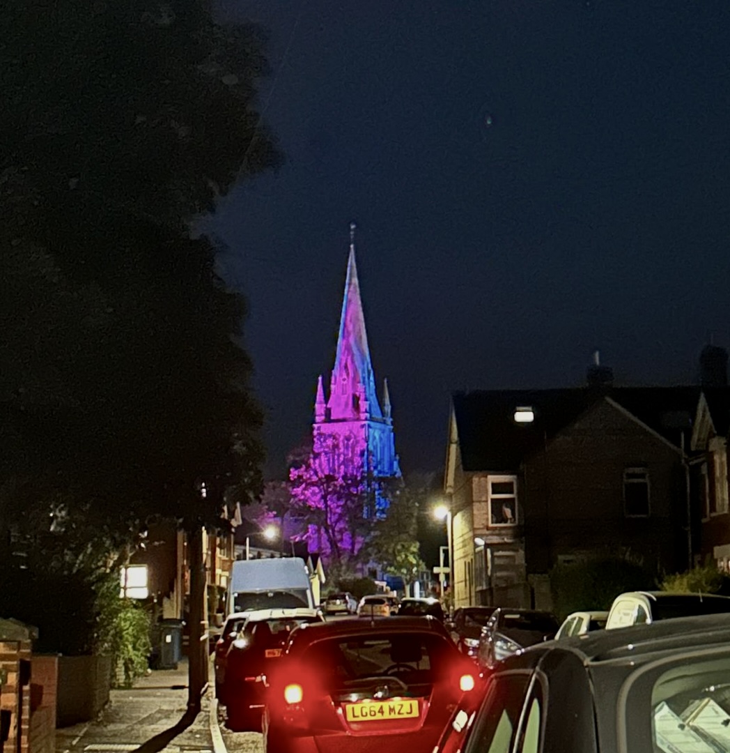 bhsoundandlight's tweet photo. Last week, we once again lit up St Mary's Church in Longfleet for Baby Loss Awareness Week. https://t.co/ityDv7YEJz