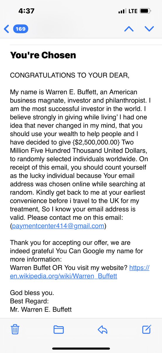 Dbye3's tweet image. Thought this was a phishing scam at first but after I looked at his website, this Warren guy is actually worth a lot of money.  #omaha @WarrenBuffett