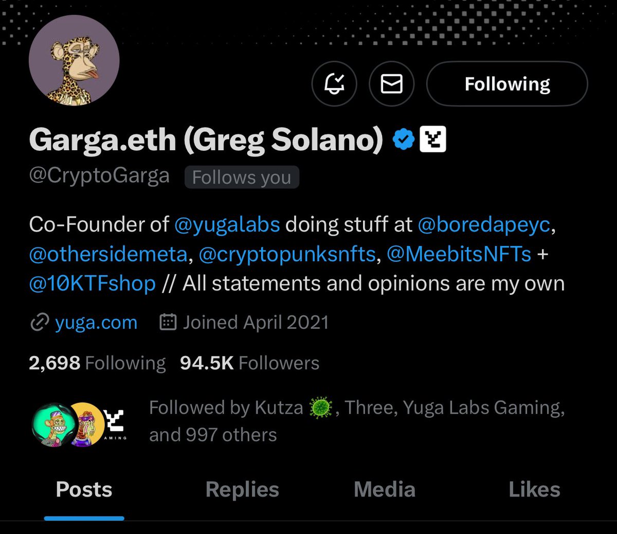 <a href="/CryptoGarga/">Garga.eth (Greg Solano)</a> appreciate the follow 🫡