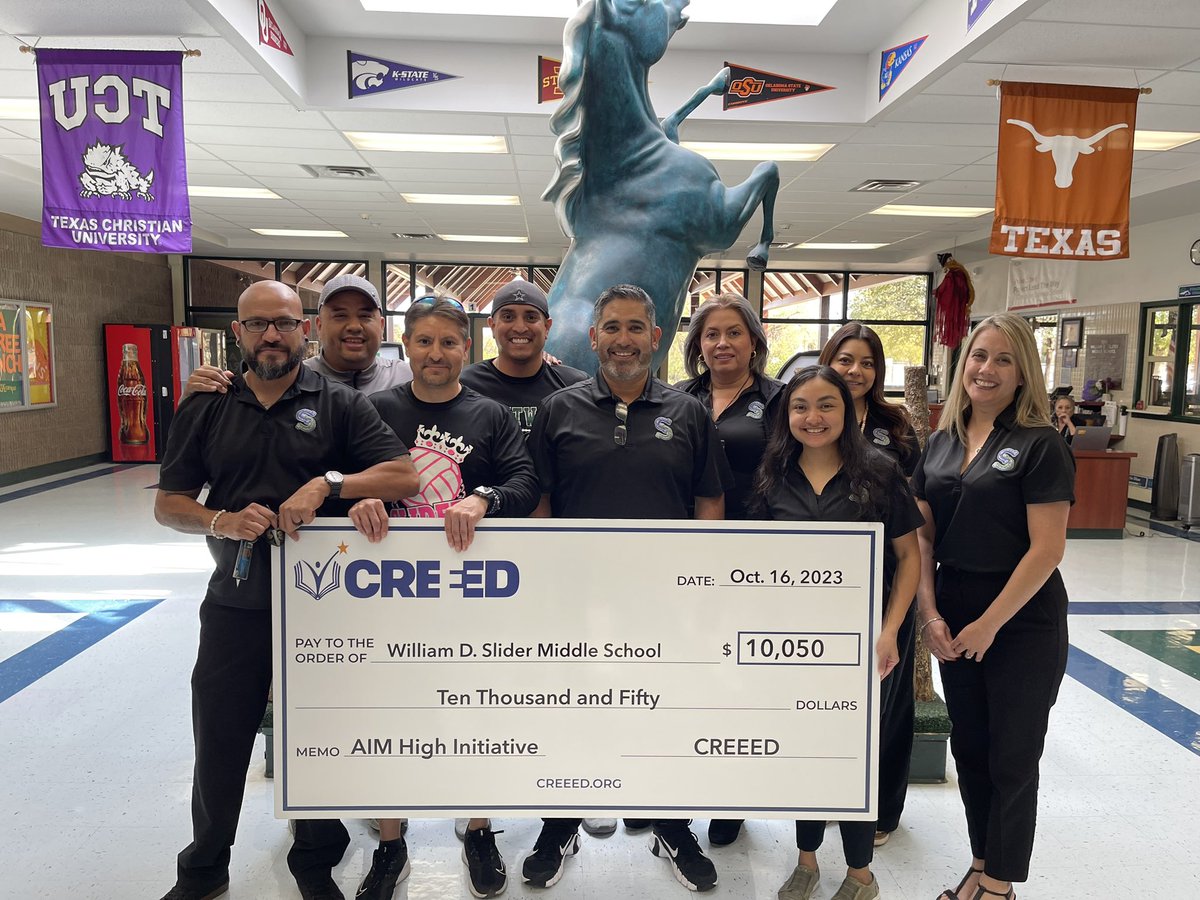 Our #PrideInEveryStride recognition from @CREEEDorg and #TeamSISD for having the top 5 Algebra 1 scores in the region, over 90% of our 8th grade students enrolled in Algebra 1. Shout out to our Stallion community for this recognition. #Excellence