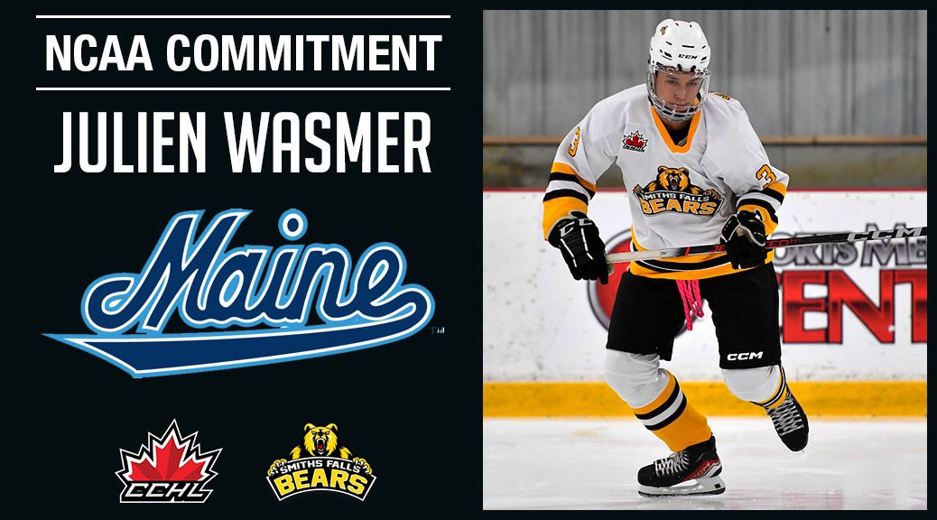 TheCCHL's tweet photo. NCAA Commitment | The Central Canada Hockey League and Smiths Falls Bears are pleased to announce that 2005 born Montreal, QC native Julien Wasmer has verbally committed to NCAA University of Maine for the 2025-2026 season. 

@SFBears https://t.co/hieLrDxqPp