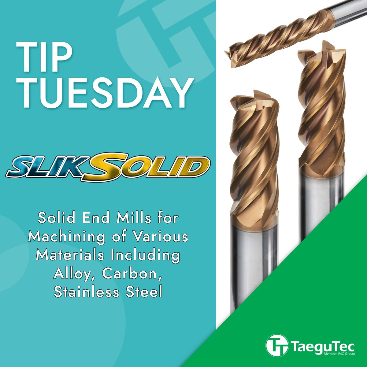 TaeguTec's tweet photo. Based on the exceptional technology of #TaeguTec, SLIK-SOLID is a #SolidEndMill line with outstanding performance & #ToolLife
More https://t.co/9O3B2I9fSd
#machining #AlloySteel #CarbonSteel #StainlessSteel #steel #HRSA #ControlCost #accuracy #MetalIndustry #tip #ChipControl #cut https://t.co/ouiLGGV3k2