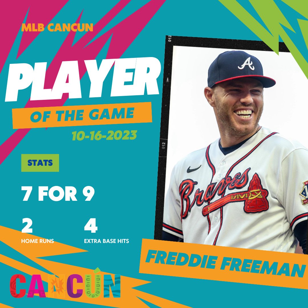 MLBCancun's tweet photo. Freddie Freeman had himself an absurd night. https://t.co/imaU0foMIq
