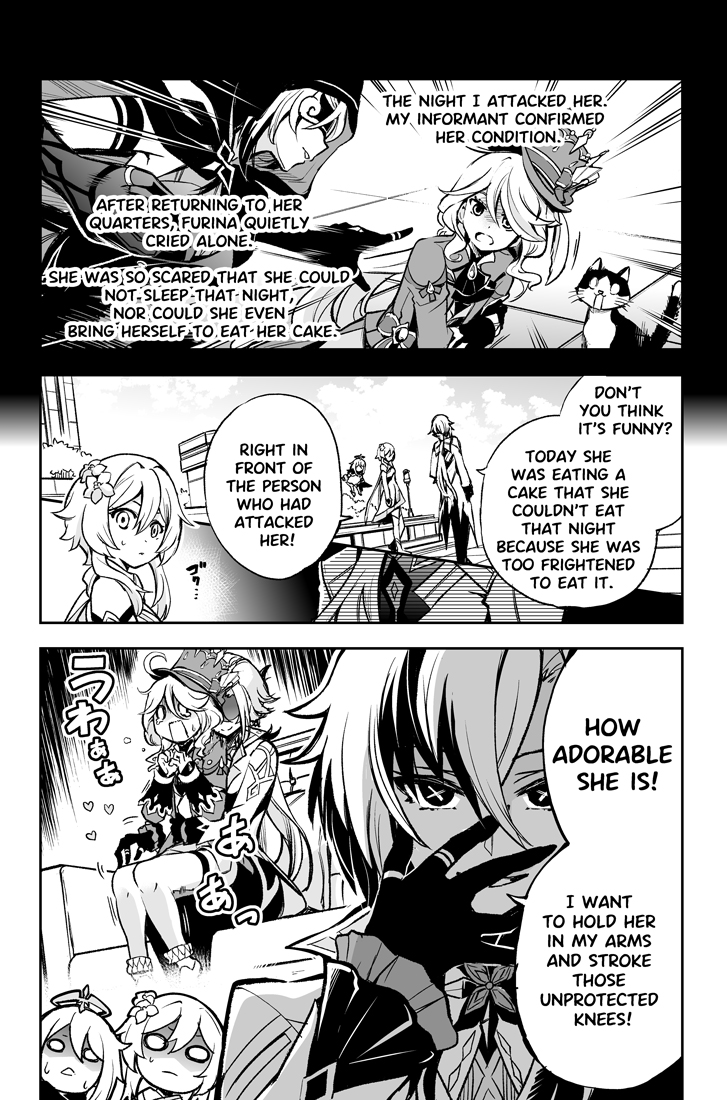 The Knave and Furina from Genshin Impact, Archon Quests Chapter 4. Machine translation.