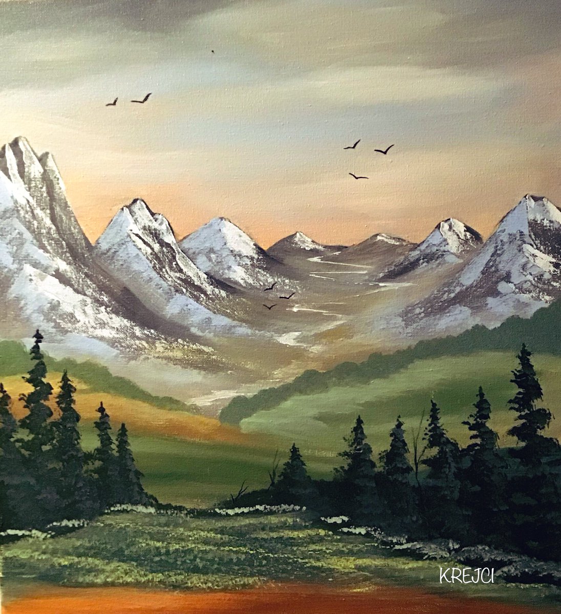 paintwithrick's tweet photo. Monday evening landscape by KREJCI Original Art #originalwork #landscape #acrylicpainting #seattleart #nature #artist #mountainscenes https://t.co/jLTMW7F4ah