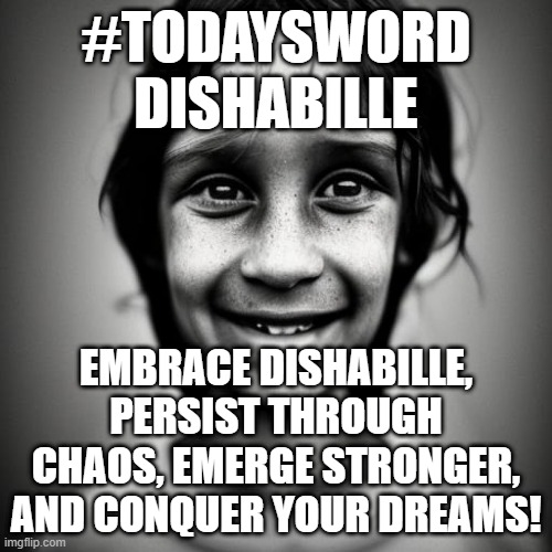 TheGuySmiling's tweet image. #TodaysWord
Dishabille is a slightly untidy, yet charming, state of disarray.

Like when your outfit's a little rebellious, but you're rocking it with style and confidence.

#StyleRebel 🌟
#OwnTheMess 🌈