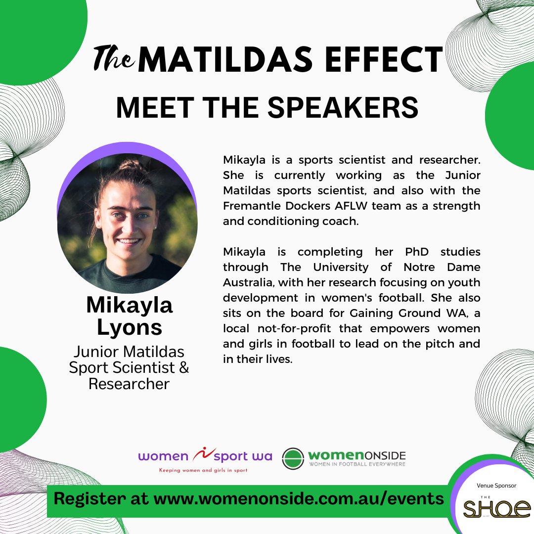 The Matildas Effect is a unique opportunity for the sporting community to unite and delve into the dynamic world of women's sports
Register 👉womenonside.com.au/event-details/…

<a href="/WomeninsportWa/">WomeninsportWA</a>