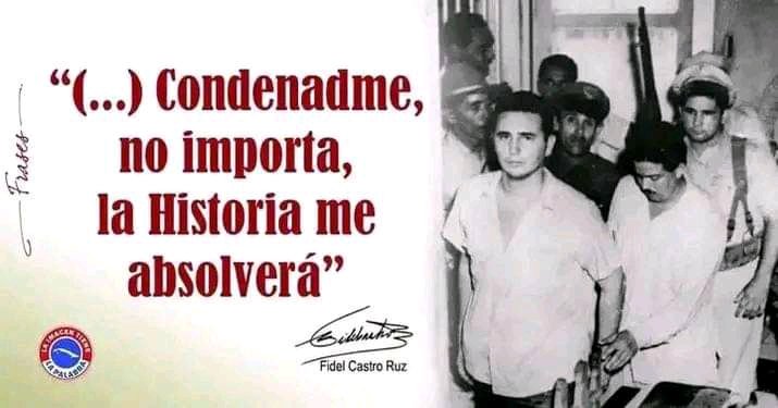 marisolpgarcell's tweet photo. Hoy se cumplen 70 años de que nuestro Invicto Comandante en Jefe hiciera el alegato de su defensa. "La Historia Me Absolverá". 
#CubaViveEnSuHistoria
#FidelViveEntreNosotros 
#PoderPopularMoa https://t.co/bsA5PFeoqQ