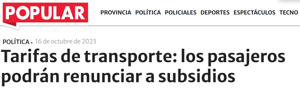 #urgente  A partir del viernes 20/10/23 podes renunciar a subsidio transporte. El colectivo costaría $ 770 y el Tren $ 1100. Es buen momento para que políticos renuncien misma fecha a subsidio que le damos de autos, aviones, choferes a cargo a costa de nuestros impuestos👇👇👇