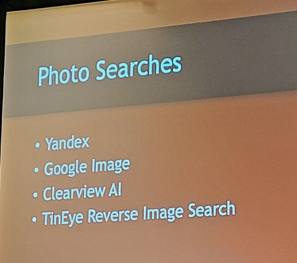 ADLenertz's tweet image. One time, a private investigator was looking for reverse-image tools on a discussion list. I answered citing three tools including Yandex. I was chastised and dismissed because Yandex is Russian. Today I'm at a conference full of #OSINT experts and looky here.